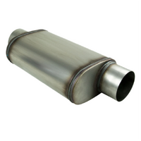 9" X 5" OVAL 14" LONG 4" O/C MEGA POWER 409 STAINLESS STEEL UNIVERSAL MUFFLER (D1027-409)