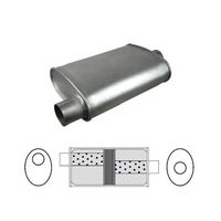 8" X 4" OVAL 14" LONG 2" O/C GLASS PACKED REDBACK UNIVERSAL MUFFLER (J527GPC)