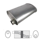 8" X 4" OVAL 16" LONG 2.25" O/O GLASS PACKED REDBACK UNIVERSAL MUFFLER (J636GPC)