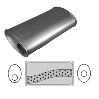 8" x 4" OVAL 14" LONG 2.5" O/C MEGA FLOW REDBACK UNIVERSAL MUFFLER NO SPIGOTS (J727MN)