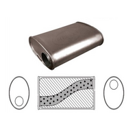 8" X 4" OVAL 14" LONG 2.5" O/O MEGA FLOW REDBACK UNIVERSAL MUFFLER NO SPIGOTS (J728MN)
