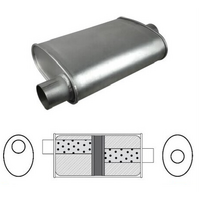8" X 4" OVAL 16" LONG 2.5" O/C GLASS PACKED REDBACK UNIVERSAL MUFFLER (J735GPC)