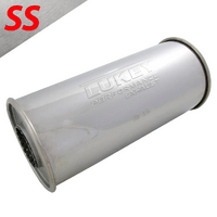 5" ROUND X 12" LONG 3" C/C MEGAFLOW LUKEY STAINLESS STEEL UNIVERSAL MUFFLER (N818MN-430L)