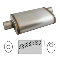 9" X 4" OVAL 14" LONG 2.5" O/C MEGA POWER 409 STAINLESS STEEL UNIVERSAL MUFFLER (STR7750-409)