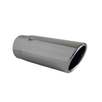 ANGLE CUT ROLLED IN STAINLESS STEEL EXHAUST TIP - 2.25" INLET - 2.5" OUTLET (6.5" LONG)