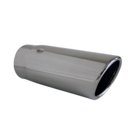 ANGLE CUT ROLLED IN STAINLESS STEEL EXHAUST TIP - 2.5" INLET - 2.75" OUTLET (6.5" LONG)