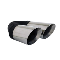 ANGLE CUT INNER CONE STAINLESS STEEL EXHAUST TIP - 2.5" INLET - TWIN 3" OUTLET (LHS)