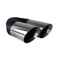 ANGLE CUT INNER CONE STAINLESS STEEL EXHAUST TIP - 2.25" INLET - TWIN 3" OUTLET (RHS)