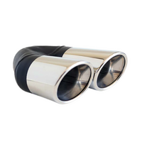 ANGLE CUT ROLLED INNER CONE STAINLESS STEEL EXHAUST TIP - 2.5" INLET - TWIN 3" OUTLET (LHS)