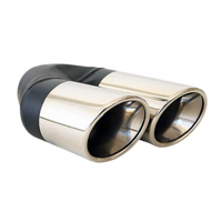 ANGLE CUT ROLLED INNER CONE STAINLESS STEEL EXHAUST TIP - 2.5" INLET - TWIN 3" OUTLET (RHS)