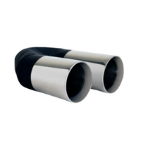 STRAIGHT CUT INNER CONE STAINLESS STEEL STEPPED EXHAUST TIP - 2.5" INLET - TWIN 3" OUTLET (9" LONG)