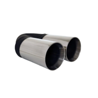 STRAIGHT CUT INNER CONE STAINLESS STEEL EXHAUST TIP - 2.5" INLET - TWIN 3" OUTLET (9" LONG)
