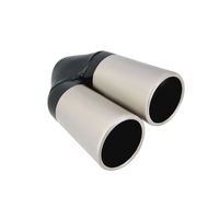 STRAIGHT CUT ROLLED IN STAINLESS STEEL EXHAUST TIP - 2.25" INLET - TWIN 3" OUTLET (9" LONG)