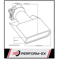 ANGLE CUT ROLLED IN STAINLESS STEEL EXHAUST TIP - 2.5" INLET - 130MM X 55MM OVAL OUTLET (9" LONG)
