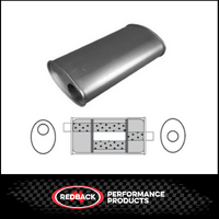 8" x 5" OVAL 16" LONG 2" O/C TURBO FLOW REDBACK UNIVERSAL MUFFLER (D535TBN)