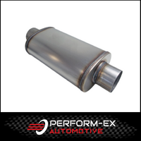 9" X 5" OVAL 14" LONG 3.5" C/C MEGA POWER 409 STAINLESS STEEL UNIVERSAL MUFFLER (D926-409)