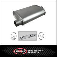 10" X 4" OVAL 14" LONG 2.25" O/C MEGA FLOW REDBACK UNIVERSAL MUFFLER NO SPIGOTS (F627MN)