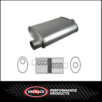 8" X 4" OVAL 14" LONG 2" O/C BAFFLED REDBACK UNIVERSAL MUFFLER (J527GPB)