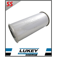 5" ROUND X 12" LONG 2.25" C/C MEGAFLOW LUKEY STAINLESS STEEL UNIVERSAL MUFFLER (N618MN-430L)