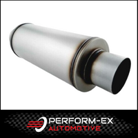 PERFORM-EX 6" ROUND X 14" LONG 3.5" 409 STAINLESS MEGA FLOW UNIVERSAL MUFFLER (O926GP-409R)