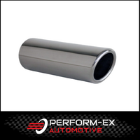 ANGLE CUT ROLLED IN STAINLESS STEEL EXHAUST TIP - 2" INLET - 2 1/8" OUTLET (6.5" LONG)