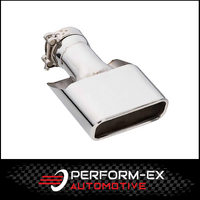 ANGLE CUT ROLLED IN STAINLESS STEEL EXHAUST TIP - 2.5" INLET - 130MM X 55MM OVAL OUTLET (9" LONG)