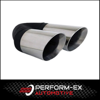 ANGLE CUT INNER CONE STAINLESS STEEL EXHAUST TIP - 2.5" INLET - TWIN 3" OUTLET (LHS)