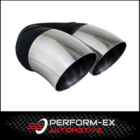 DUMP PIPE STAINLESS STEEL EXHAUST TIP - 2.25" INLET - TWIN 3" OUTLET (9" LONG)