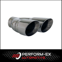 ANGLE CUT INNER CONE STAINLESS STEEL EXHAUST TIP - 3" INLET - TWIN 3.5" OUTLET (LHS)