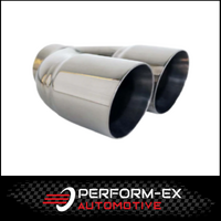 ANGLE CUT INNER CONE STAINLESS STEEL EXHAUST TIP - 3" INLET - TWIN 3.5" OUTLET (RHS)