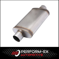 9" X 4" OVAL 14" LONG 2.5" C/C 409 STAINLESS STEEL MEGA FLOW UNIVERSAL MUFFLER (X726M-409)