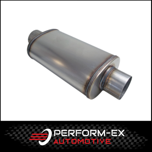 9" X 5" OVAL 14" LONG 3.5" C/C MEGA POWER 409 STAINLESS STEEL UNIVERSAL MUFFLER (D926-409)