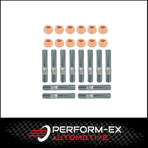 M8 X 1.25 EXHAUST MANIFOLD EXTRACTORS STUD & COPPER NUT KIT (47MM LONG)