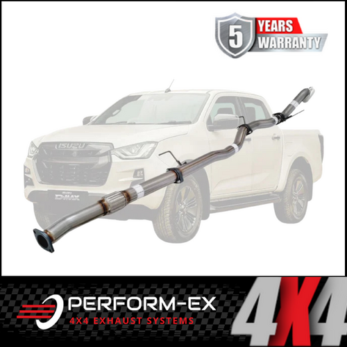 PERFORM-EX 3" STAINLESS STEEL DPF BACK EXHAUST SYSTEM FITS ISUZU D-MAX RG 3.0L 4CYL 1/2020-ON - PIPE ONLY (IZ260-POSS)