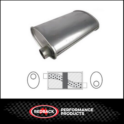 8" X 4" OVAL 14" LONG 2.25" O/O GLASS PACKED REDBACK UNIVERSAL MUFFLER (J628GPC)