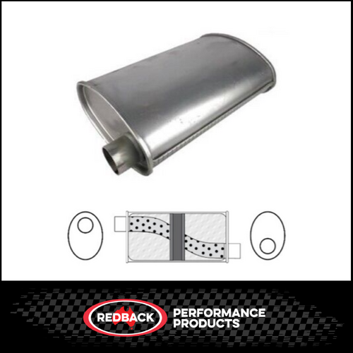 8" X 4" OVAL 14" LONG 2.5" O/O GLASS PACKED REDBACK UNIVERSAL MUFFLER (J728GPC)