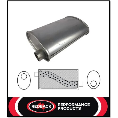 8" X 4" OVAL 14" LONG 2.5" O/O MEGA FLOW REDBACK UNIVERSAL MUFFLER (J728M)