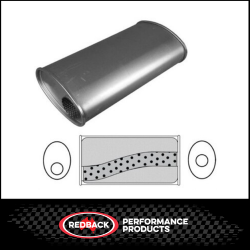 8" X 4" OVAL 16" LONG 2.5" O/C MEGA FLOW REDBACK UNIVERSAL MUFFLER (J735MN)