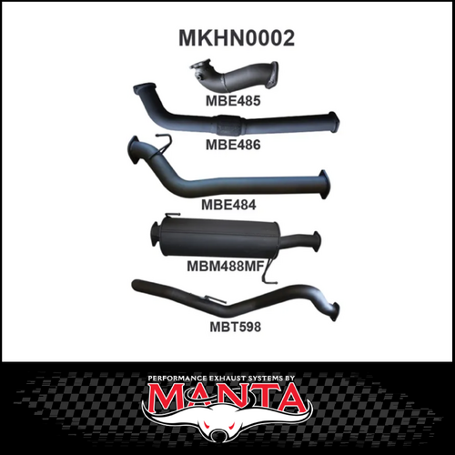 MANTA 3" TURBO BACK EXHAUST SYSTEM NO CAT/MUFFLER FITS HOLDEN COLORADO RC 3.0L 4CYL LWB 2008-2010