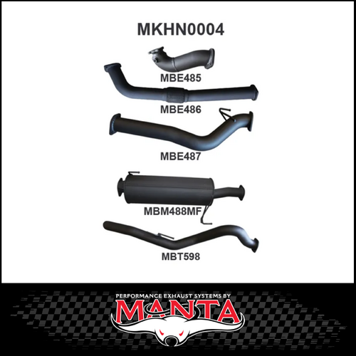MANTA 3" TURBO BACK EXHAUST SYSTEM NO CAT/MUFFLER FITS HOLDEN COLORADO RC 3.0L 4CYL SWB 2008-2010