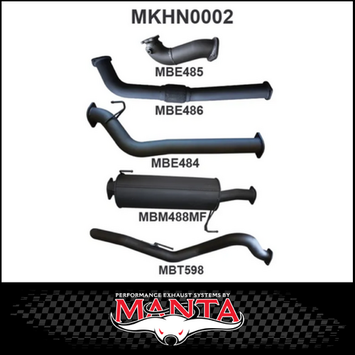 MANTA 3" TURBO BACK EXHAUST SYSTEM WITH NO CAT/MUFFLER FITS HOLDEN COLORADO RC 3.0L 4CYL LWB 2010-2012