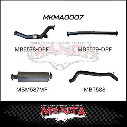 MANTA 3" TURBO BACK EXHAUST SYSTEM (DPF DELETE) FITS MAZDA BT-50 UR 3.2L TD 5CYL 2016-2020 - NO CAT/MUFFLER (MKMA0007)