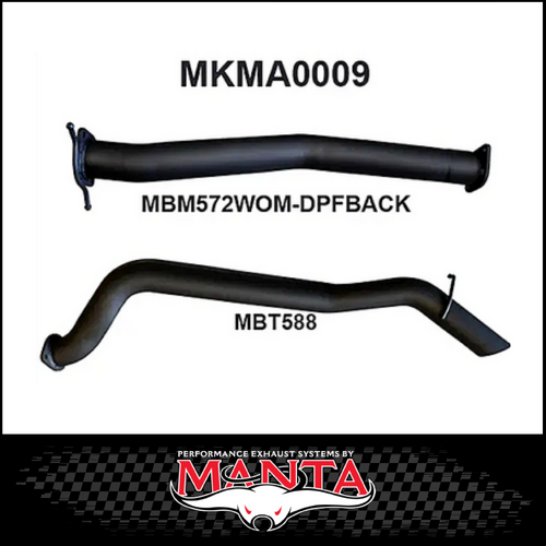 MANTA 3" DPF BACK EXHAUST SYSTEM FITS MAZDA BT-50 UR 3.2L TD 5CYL 2016-2020 - PIPE ONLY (MKMA0009)