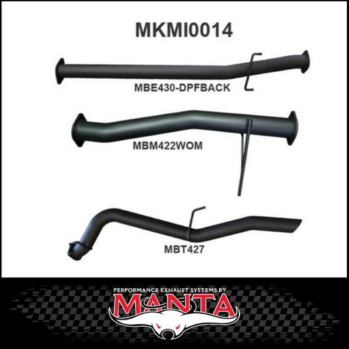 MANTA 3" DPF BACK EXHAUST SYSTEM FITS MITSUBISHI TRITON MQ MR 2.4L 4N15 4CYL 3/2015-12/2023 - PIPE ONLY (MKMI0014)