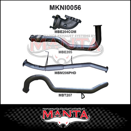 MANTA 3" TURBO BACK EXHAUST SYSTEM WITH CENTRE HOTDOG FITS NISSAN PATROL GU Y61 4.2L TD WAGON 5/1998-3/2007 (MKNI0056)