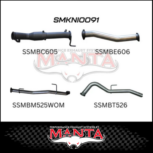 MANTA 3" TURBO BACK EXHAUST WITH CAT/NO MUFFLER FITS NISSAN NAVARA D23 NP300 2.3L TD 4CYL 2015-ON (MKNI0091)