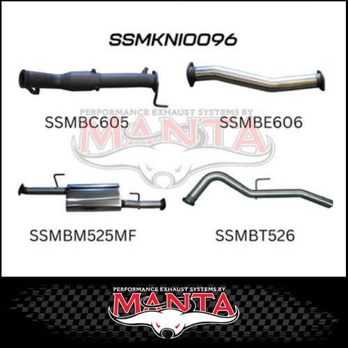 MANTA 3" TURBO BACK EXHAUST NO CAT/WITH MUFFLER FITS NISSAN NAVARA D23 NP300 2.3L TD 4CYL 2015-ON (MKNI0096)