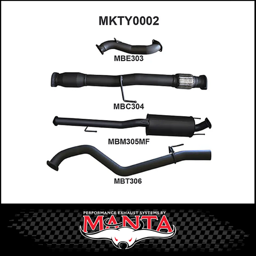 MANTA 3" TURBO BACK EXHAUST SYSTEM FITS TOYOTA HILUX KUN26R N70 3.0L 4CYL 2005-2015 - CAT/MUFFLER (MKTY0002)