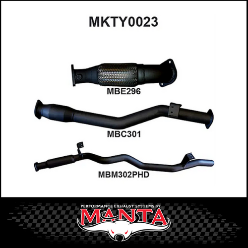 MANTA 3" TURBO BACK EXHAUST SYSTEM WITH CAT/HOTDOG FITS TOYOTA LANDCRUISER VDJ76R 4.5L V8 WAGON 2007-2016 (MKTY0023)