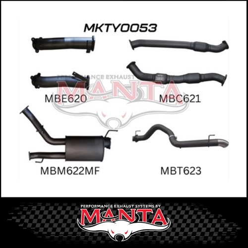 MANTA 3" TWIN INTO SINGLE 4" TURBO BACK EXHAUST SYSTEM FITS TOYOTA LANDCRUISER VDJ200R 2007-2015 - CATS/1 MUFFLER (MKTY0053)